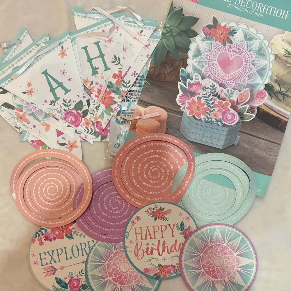 Floral Celebration Decoration Set - Pink, Green, and White